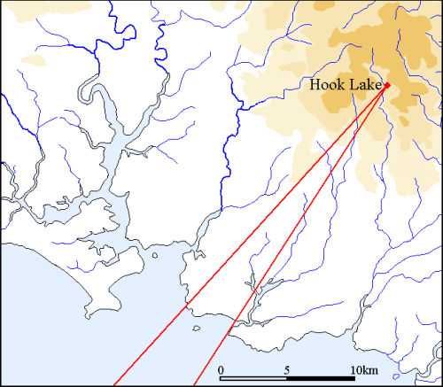 Hook Lake Location Map with visibility arc